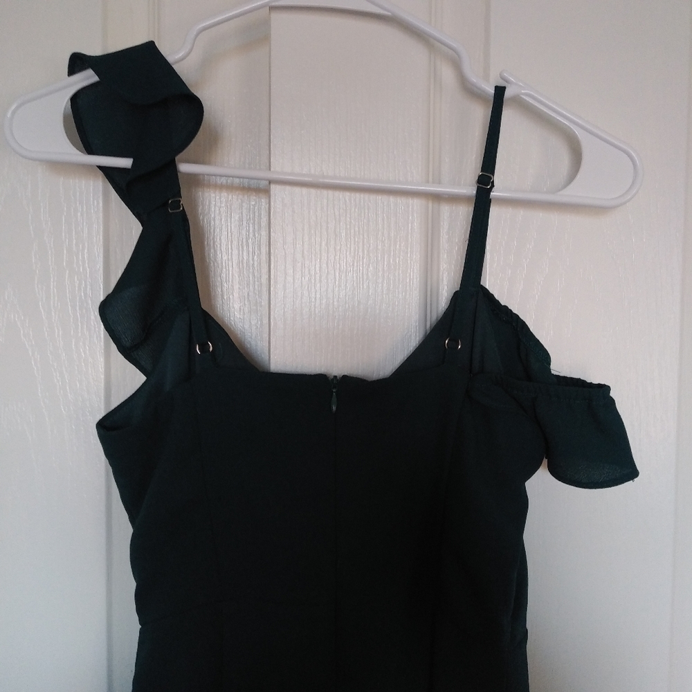 Womens Lulu’s Dark Green Ruffle Dress Xsmall - Picture 5 of 7